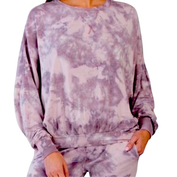 Young Fabulous & Broke Juliette Tie Dye Sweatshirt NWT Purple Gray Oversized - Picture 1 of 16